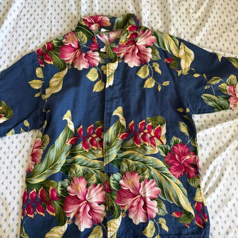 Mens Flower Print Hawaiian Shirt